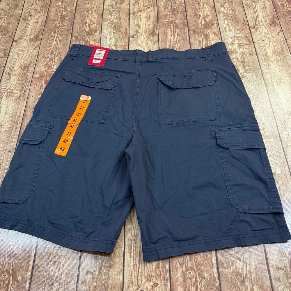 Unionbay Flex Waist Cargo Shorts Mens 42 Navy Blue Stretch Cotton